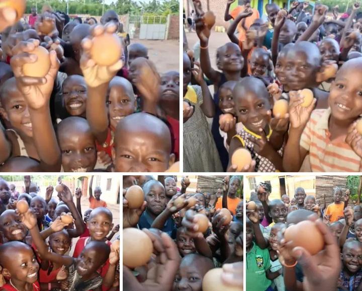 Happy children with eggs