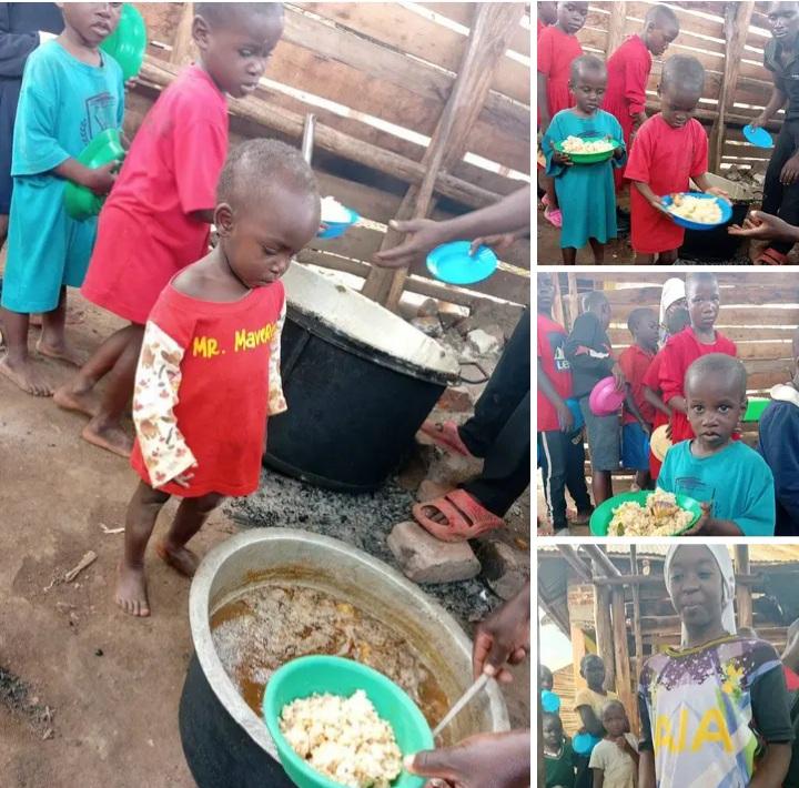 Children being served food